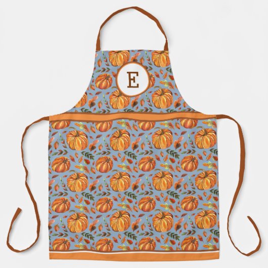 Tablier Citrouille Et Feuille D'Automne Monogramme (Recto)