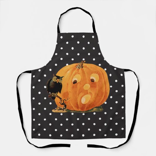 Tablier Citrouille et hibou vintage (Recto)
