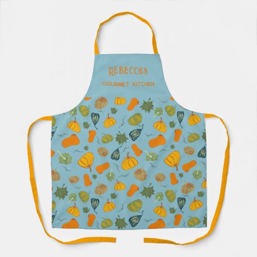 Tablier Citrouille et Motif d'automne Squash (Recto)