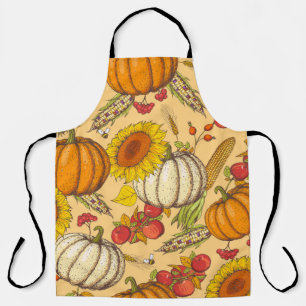 Tablier Citrouille et Motif Feuille de Maple.