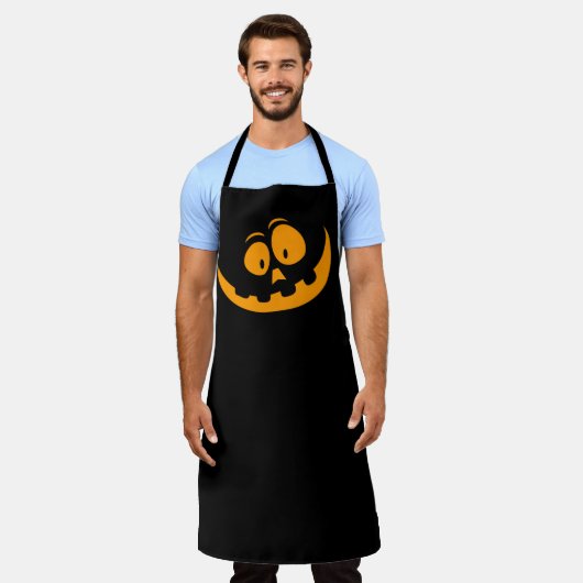 Tablier Citrouille Face, simple et élégant Halloween Apron (Porté)