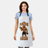 Tablier Citrouille Fer Vintage Bodybuilder Halloween Desig (Porté)