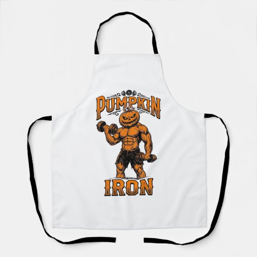 Tablier Citrouille Fer Vintage Bodybuilder Halloween Desig (Recto)