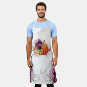 Tablier Citrouille floral violet de Thanksgiving (Porté)