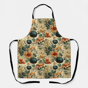 Tablier Citrouille Florale Automne Vintage Teinte Variable