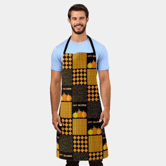 Tablier Citrouille Halloween Patchwork Motif (Porté)