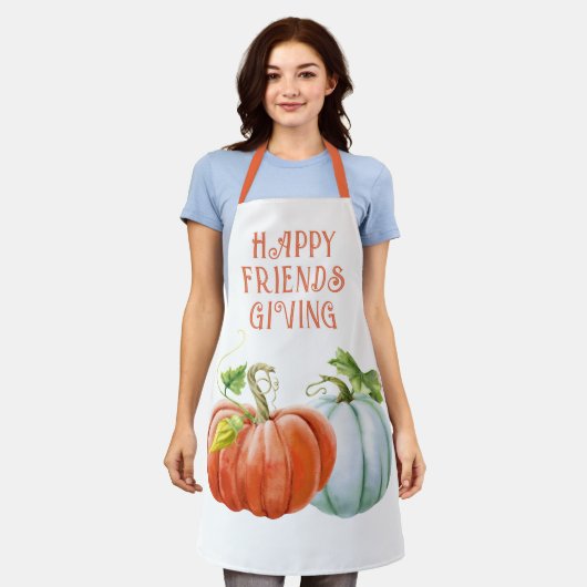 Tablier Citrouille Happy Friendsgiving brûlé orange chute (Porté)