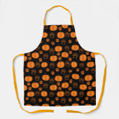 Tablier Citrouille mignons et pattes Halloween Black Orang (Recto)