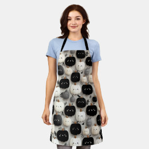 Tablier Citrouille noir et blanc mignon Motif automne