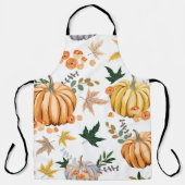 Tablier Citrouille orange d'automne et fleurs motif (Recto)