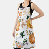 Tablier Citrouille orange d'automne et fleurs motif (Insitu)