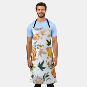 Tablier Citrouille orange d'automne et fleurs motif (Porté)