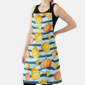 Tablier Citrouille orange : décor à rayures aquarelles. (Insitu)