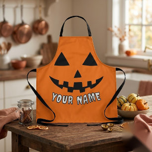 Tablier Citrouille orange personnalisée Halloween Votre no
