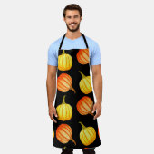 Tablier Citrouille orange ronde et jaune. Col aquatique sa (Porté)