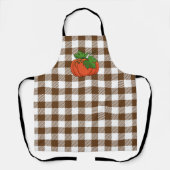 Tablier Citrouille orange sur motif à carreaux blanc marro (Recto)
