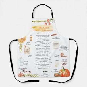 Tablier Citrouille Pie Watercolor Recette Heirloom Apron