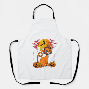 Tablier Citrouille Sculptee Tete Horreur Chat Halloween Pr