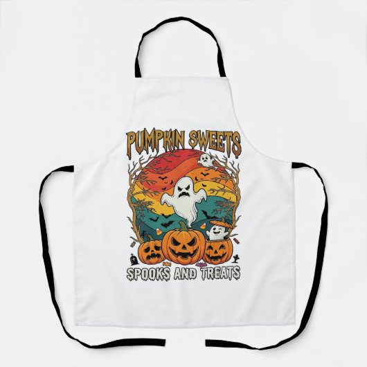Tablier Citrouille Sucreries Esprits Traitements Halloween (Recto)