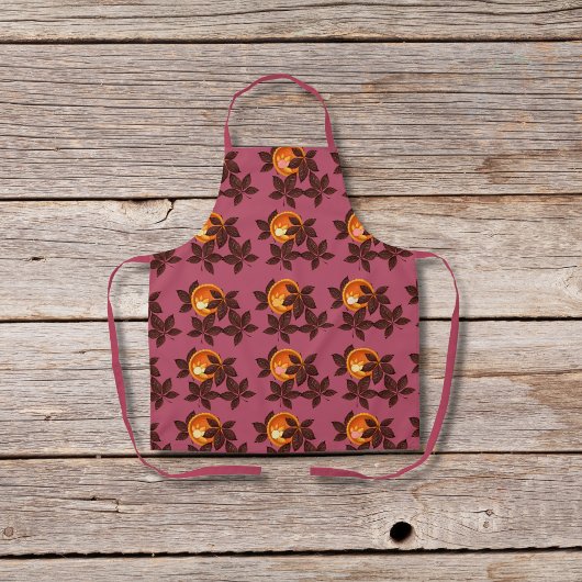 Tablier Citrouille tartes et chocolat feuilles profond ros