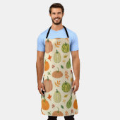 Tablier Citrouille vert et orange, motif sans soudure. (Porté)