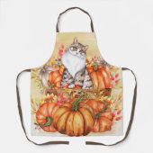 Tablier Citrouilles Automne Récolte Chat (Recto)