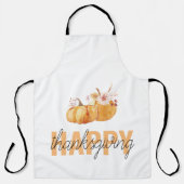 Tablier Citrouilles d'aquarelle et Bon thanksgiving orange (Recto)