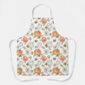 Tablier Citrouilles d'aquarelle et Motif d'automne de feui (Recto)