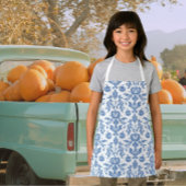 Tablier Citrouilles d'automne bleu blanc de style Chinois 