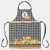Tablier Citrouilles d'automne sur En vichy noir Monogramme (Recto)