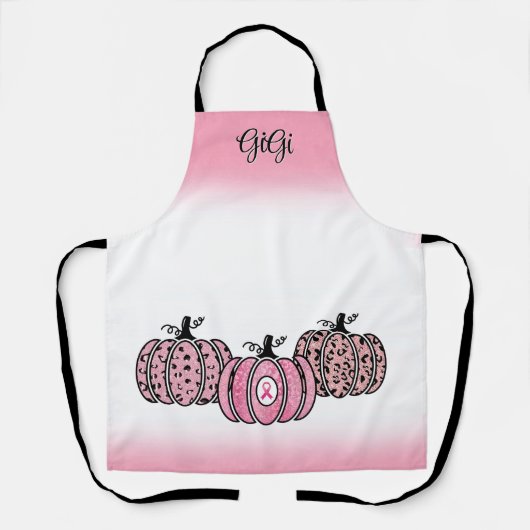Tablier Citrouilles de l'automne rose Sensibilisation au c (Recto)