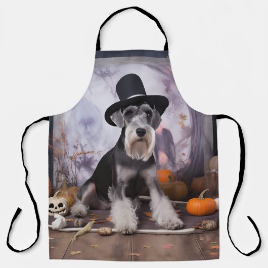 Tablier Citrouilles de Schnauzer miniature Halloween (Recto)