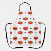 Tablier Citrouilles d'halloween mignonnes, araignée et mot (Recto)