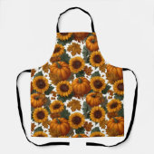 Tablier Citrouilles et tournesols Motif d'automne (Recto)