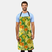 Tablier Citrus, poire, cerise : aquarelle. (Porté)