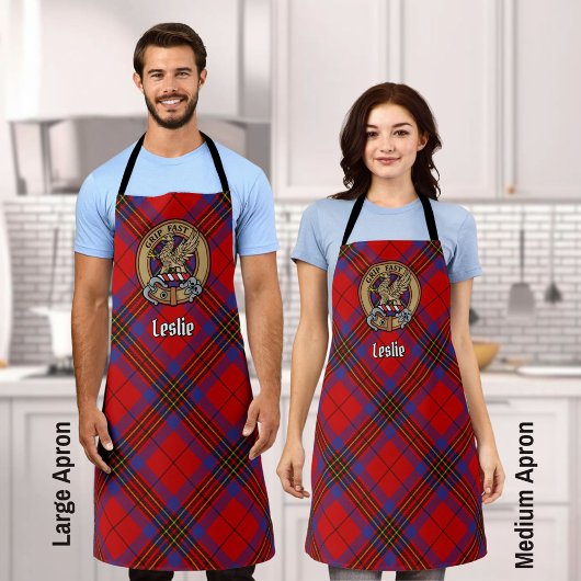 Tablier Clan Leslie Crest sur Red Tartan
