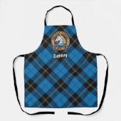 Tablier Clan Ramsay Crest sur Blue Hunter Tartan (Recto)