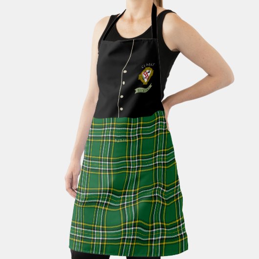 Tablier Clarke Irish Shield & Tartan Personnalisé Kilt (Insitu)