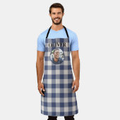 Tablier Classic Blue Gingham Plaid Custom Name & Photo (Porté)