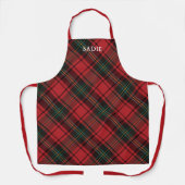 Tablier Classic Elegant Rouge Tartan Noël Nom de Noël (Recto)