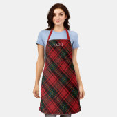 Tablier Classic Elegant Rouge Tartan Noël Nom de Noël (Porté)