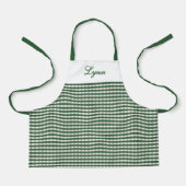 Tablier Classic Green & White Gingham | Personalized Name (Recto)