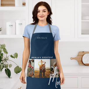 Tablier Classic Navy Blue Photo Chef Apron