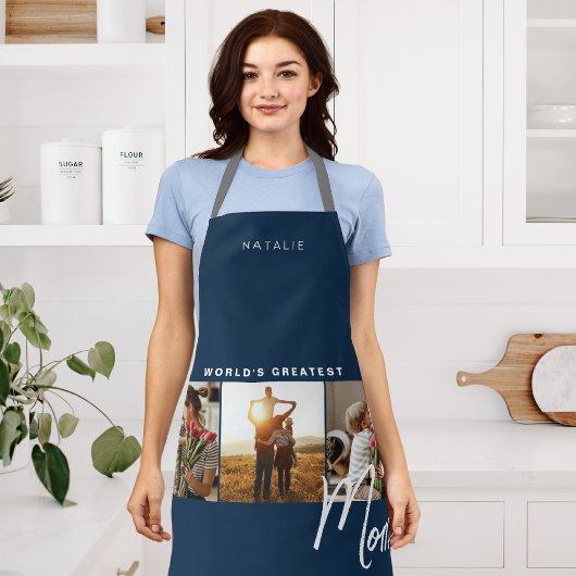 Tablier Classic Navy Blue Photo Chef Apron