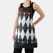 Tablier Classic noir blanc rouge arlequin Jacquard diamant (Insitu)