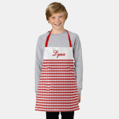 Tablier Classic Red & White Gingham | Personalized Name (Porté)