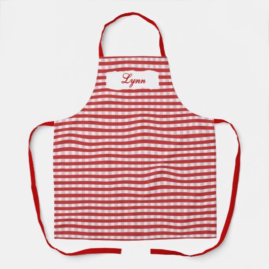 Tablier Classic Red & White Gingham | Personalized Name (Recto)