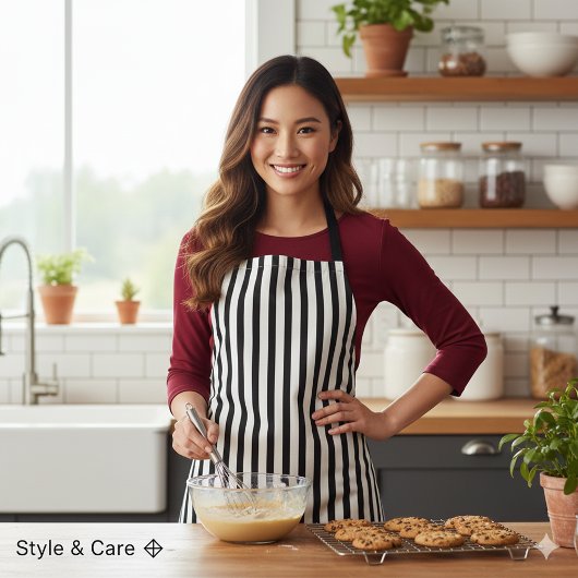 Tablier Classic White Black Stripe Pattern For Daily Cook