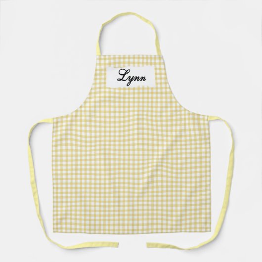 Tablier Classic Yellow & White Gingham | Personalized Name (Recto)