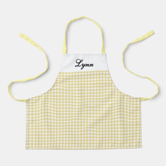 Tablier Classic Yellow & White Gingham | Personalized Name (Recto)